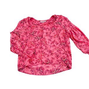 Loft Womens Pink Floral Print Blouse M
